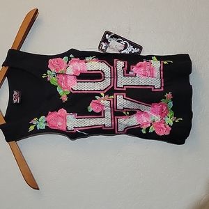 LOVE Glitter Graphic  Ribbed Tank Top 7/8